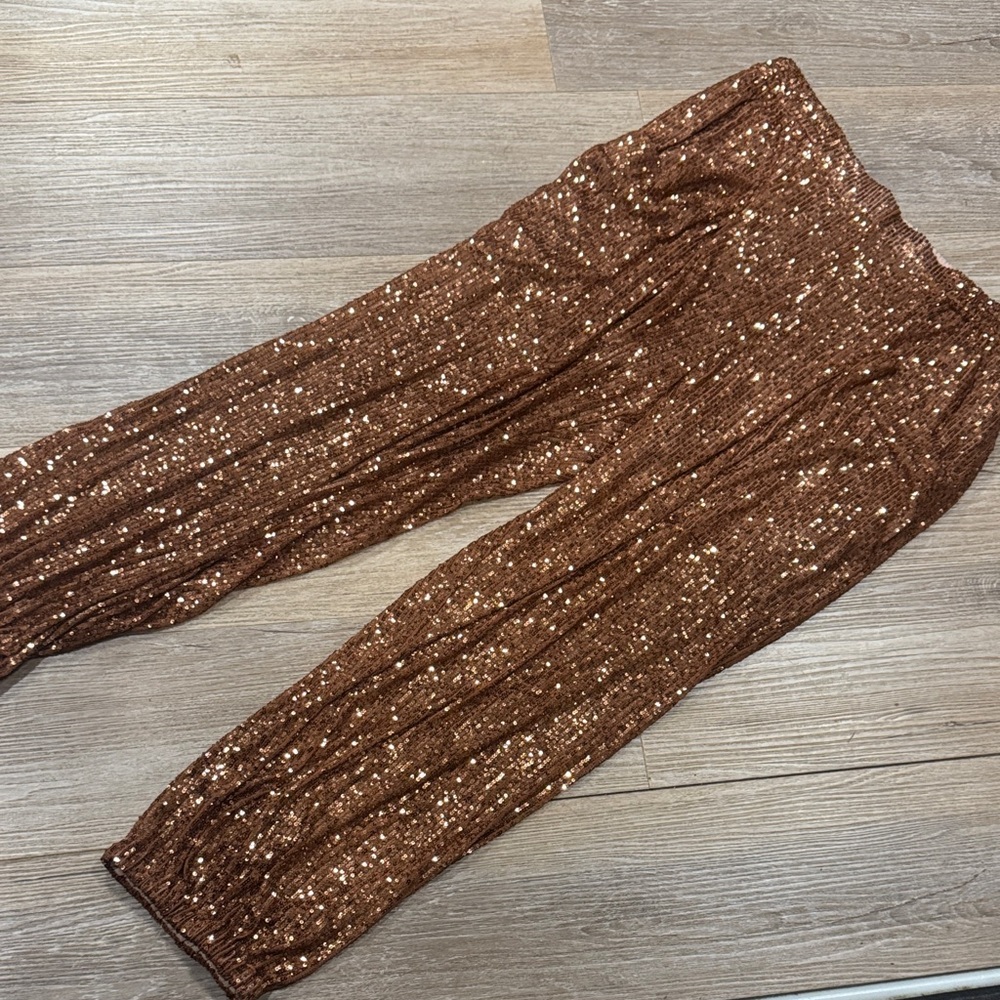 Free People Morelia Bronze Sequin Pants